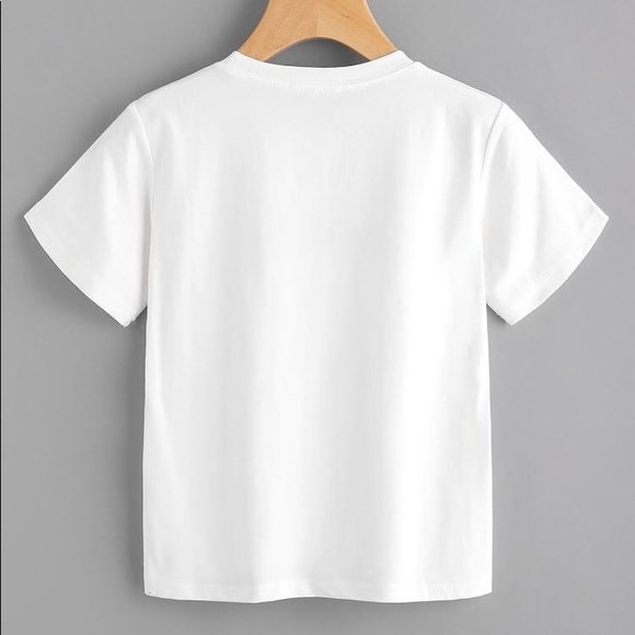 Embroidered Smile White Tee - Picture 3 of 4